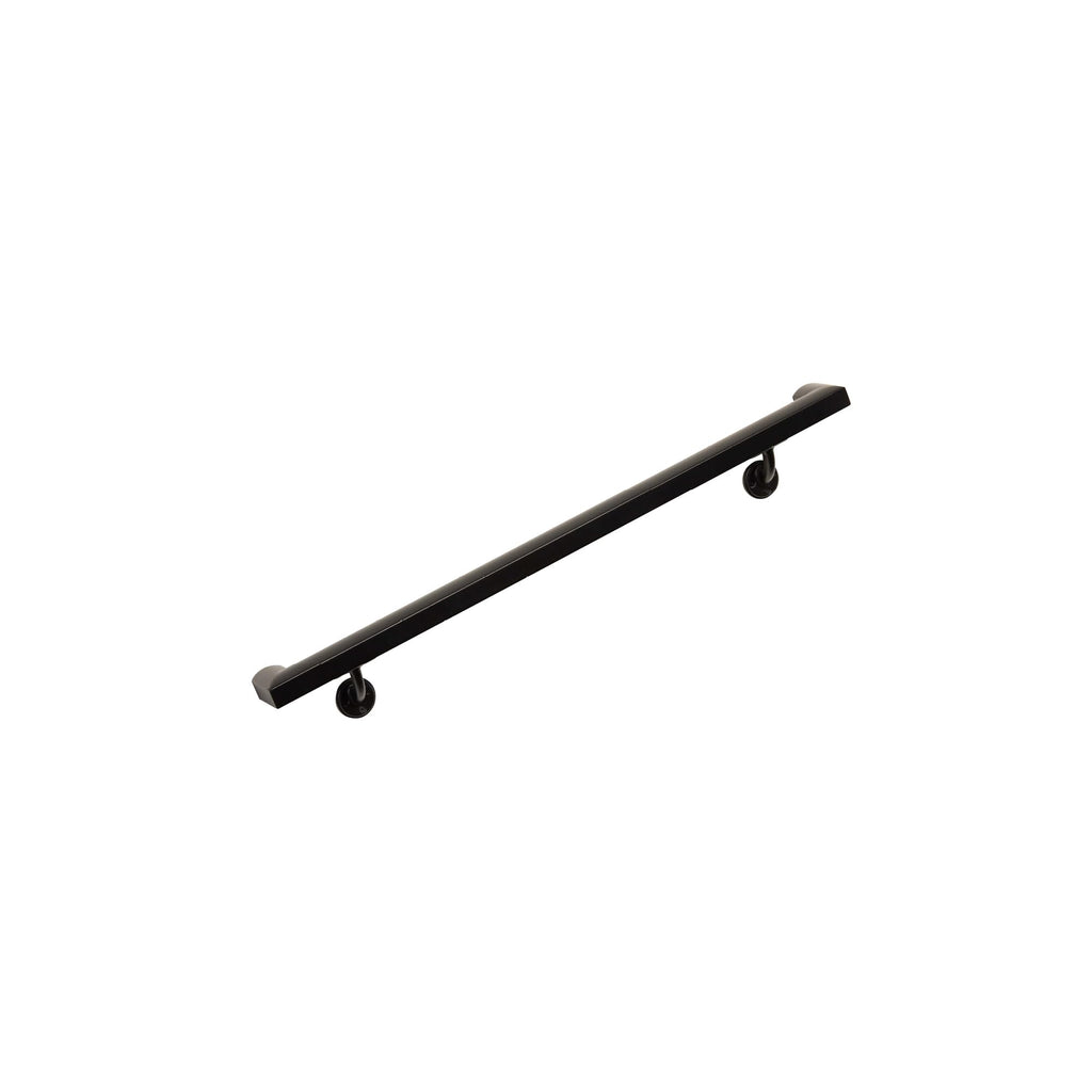 Aluminum Handrail Kit with Wall Mount Brackets, Black Textured, 3' Length N653667