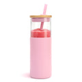 24 oz Glass Tumbler with Lids and Straw F686