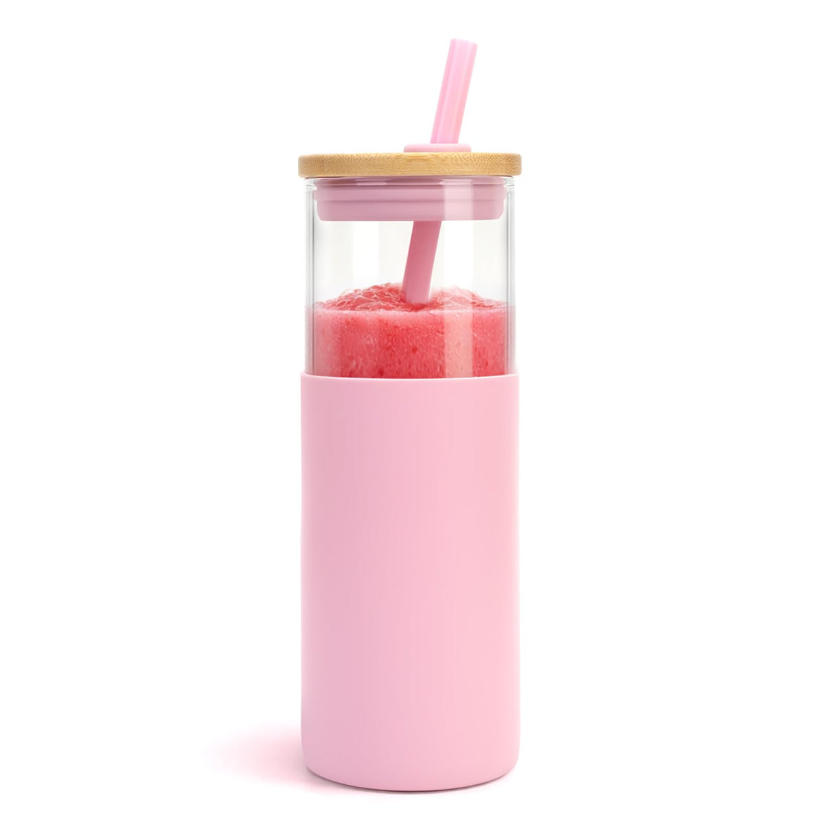 24 oz Glass Tumbler with Lids and Straw F686