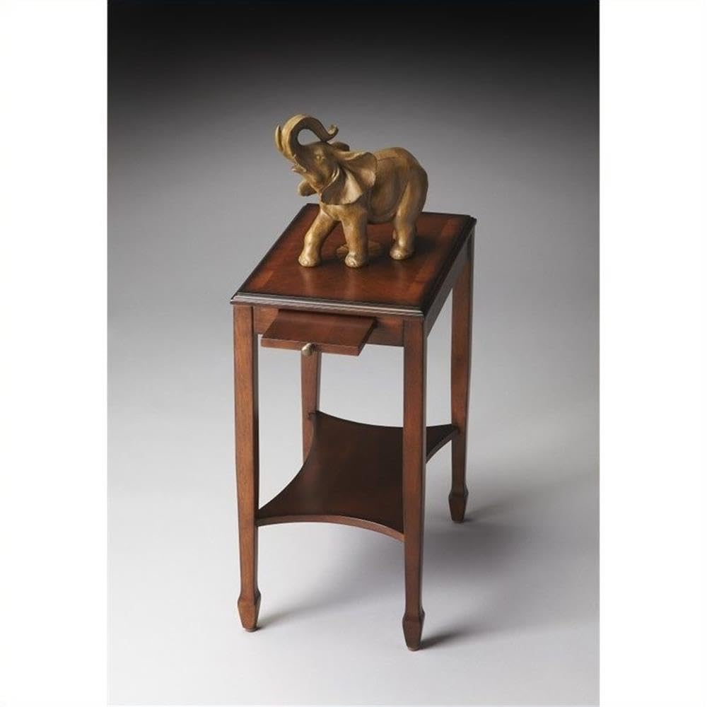 Traditional Rectangular Wood Side Table with Pull-Out Tray W748