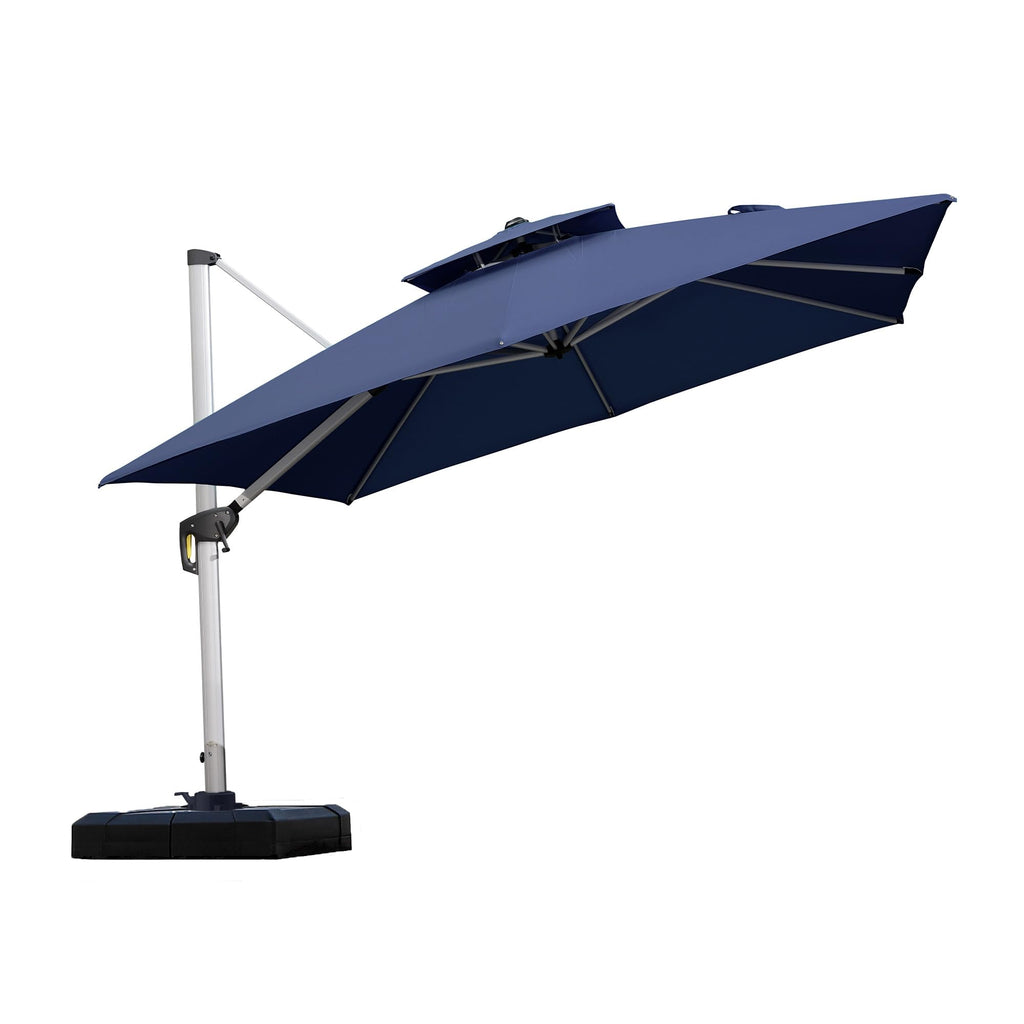 10'x 10' Square Double Top Navy Blue Cantilever Patio Umbrella W9887