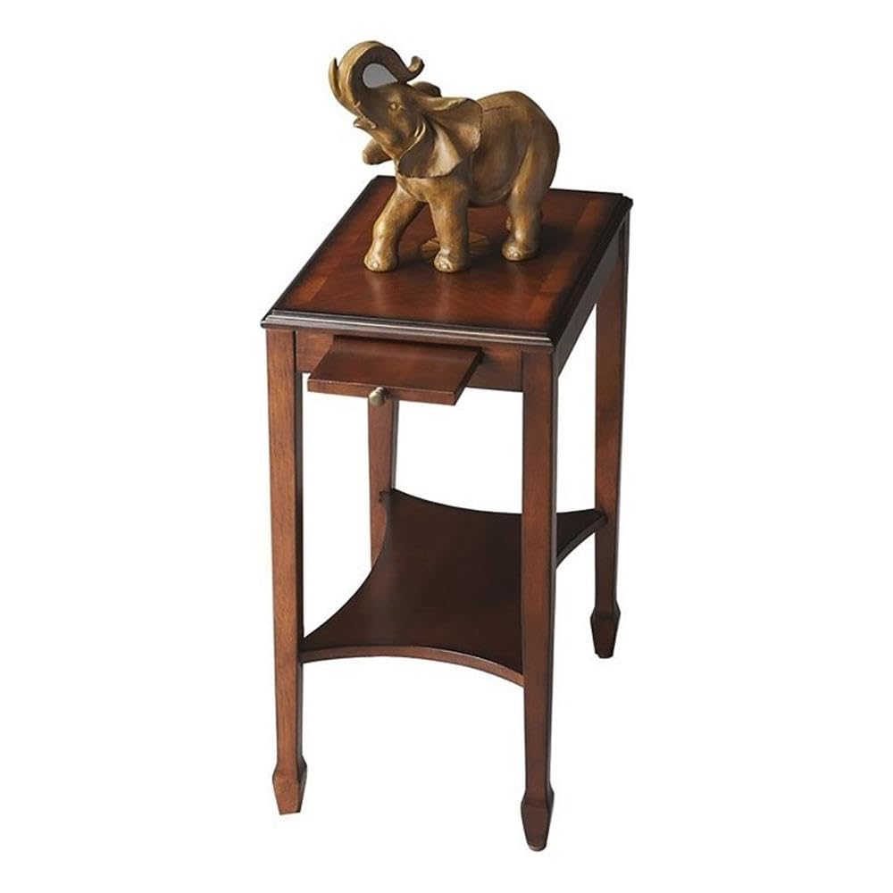 Traditional Rectangular Wood Side Table with Pull-Out Tray W748