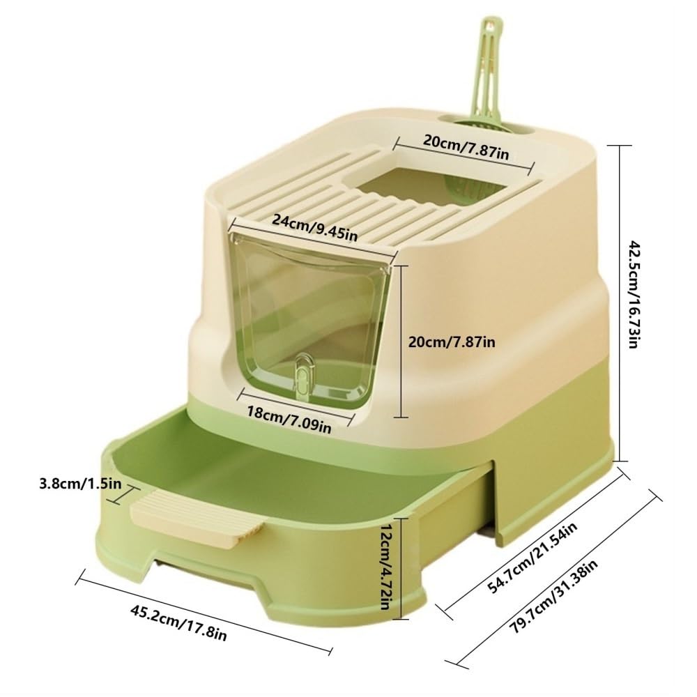 Enclosed Top-Entry Cat Litter Box with Scoop T93103