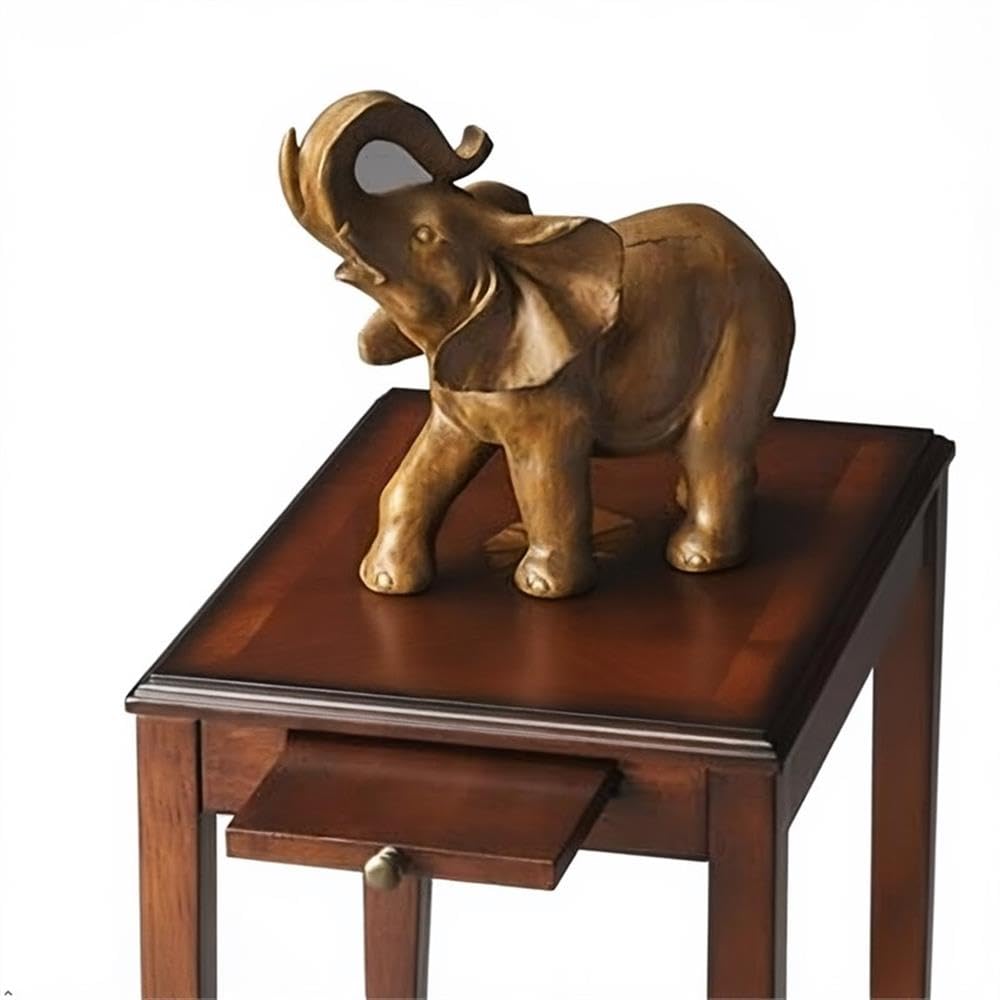 Traditional Rectangular Wood Side Table with Pull-Out Tray W748