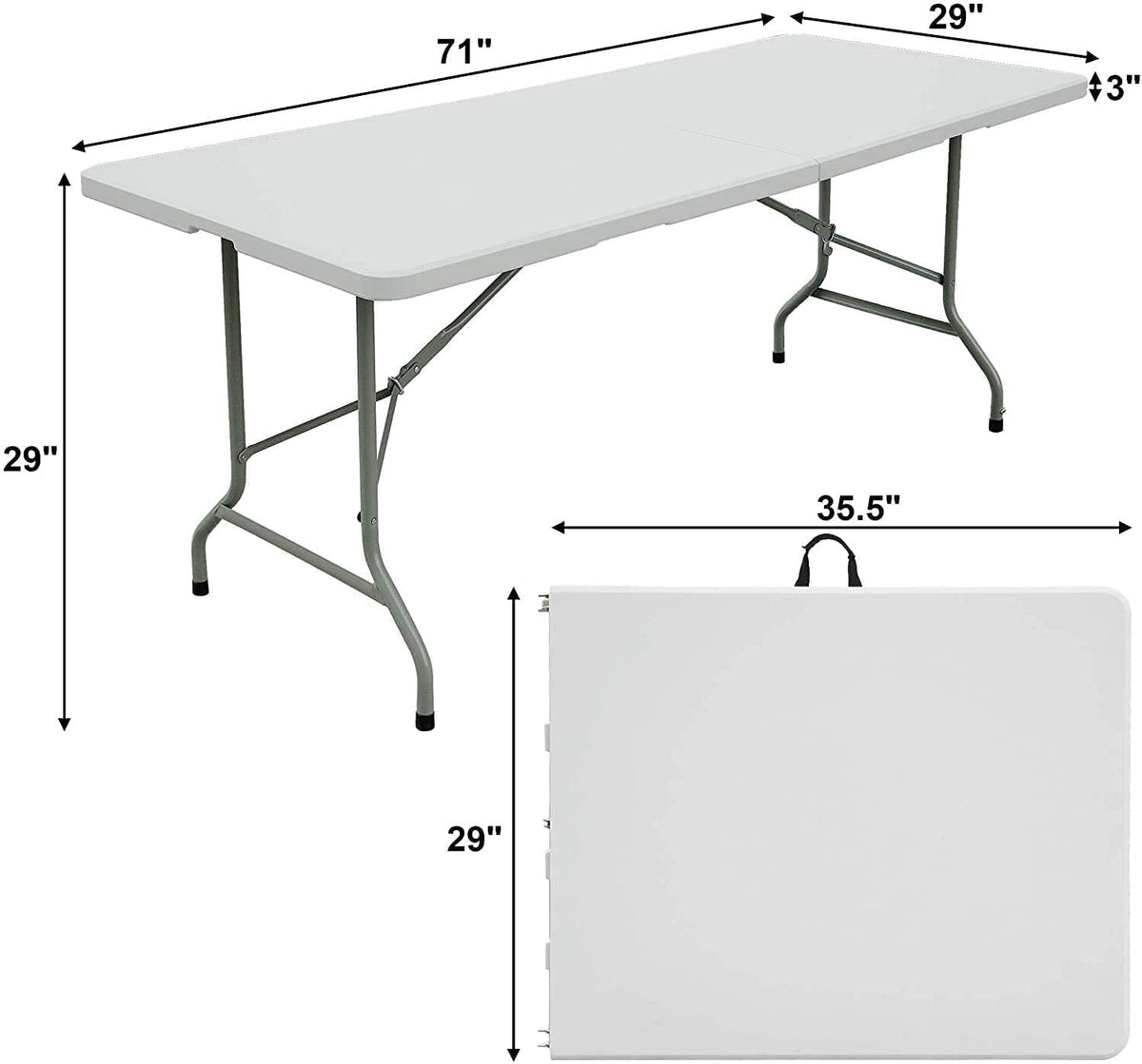 6ft White Plastic Folding Table P240496