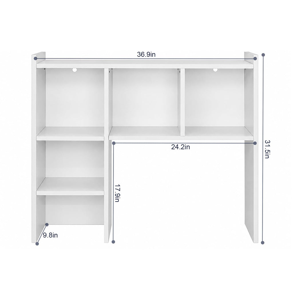 White Desk Hutch with 5 Shelves U752