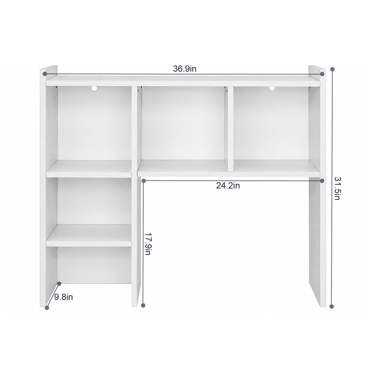 White Desk Hutch with 5 Shelves U752
