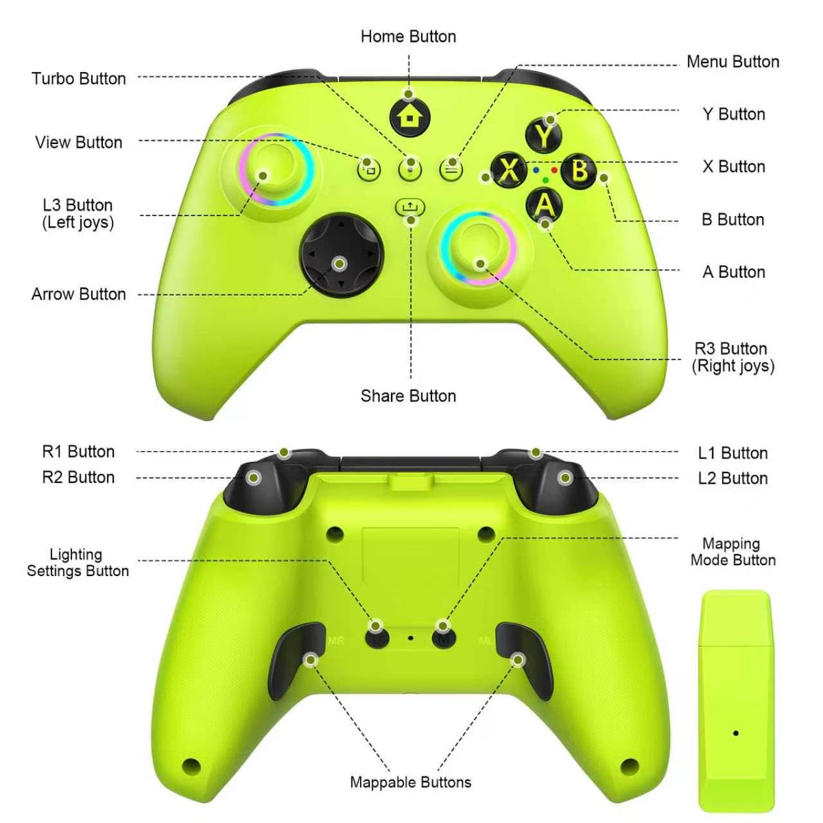 Wireless Controller for Xbox One Xbox Series X/S PC with RGB LED Light N793175