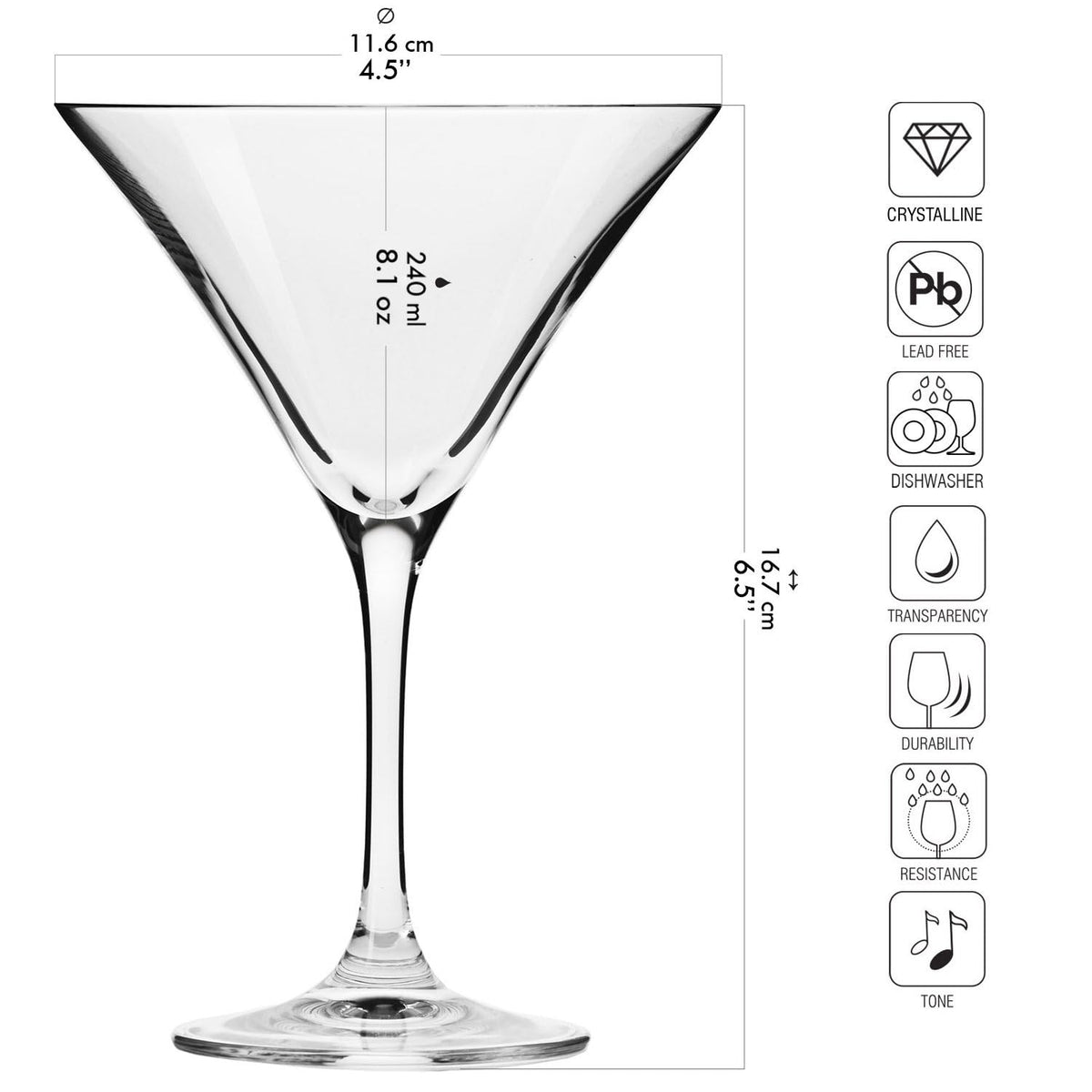 Martini Glasses Set of 6, 5.1 oz P6763