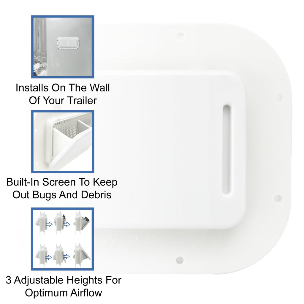 Two Way Plastic Vent with Trim Ring and Built-in Screen, 2 Pack, White U40102