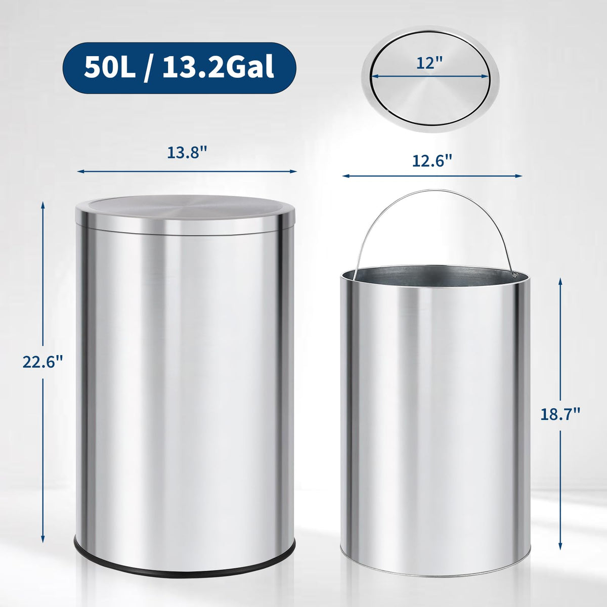 13.2 gal Stainless Steel Swing Top Trash Can Z577