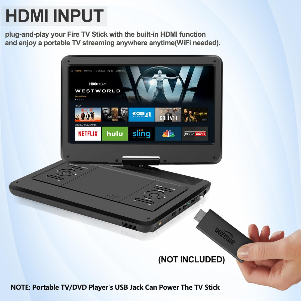 16.5" Portable TV/DVD Player Combo with 14.0" HD Swivel Screen J890