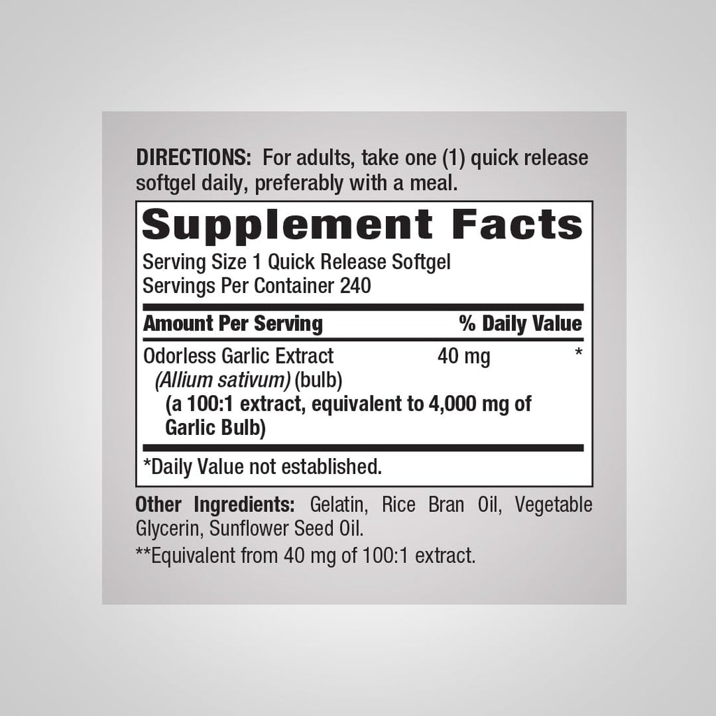 Odorless Garlic Softgels 240 Count G146286