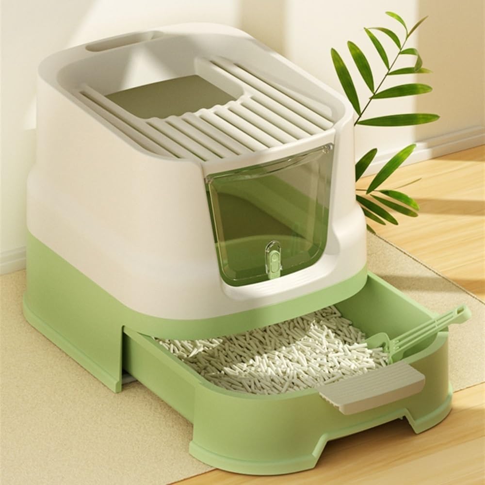 Enclosed Top-Entry Cat Litter Box with Scoop T93103