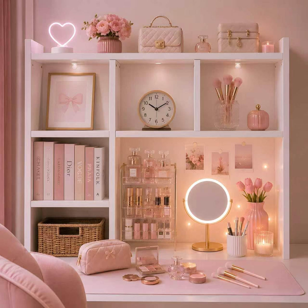 White Desk Hutch with 5 Shelves U752
