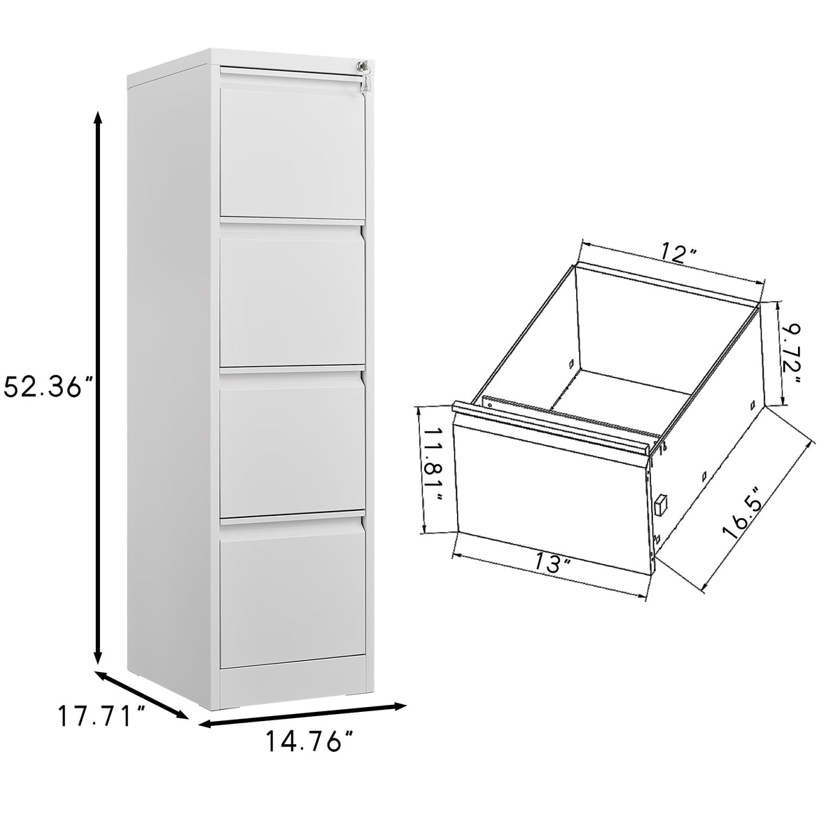 4 Drawer Vertical Metal File Cabinet with Lock I2247