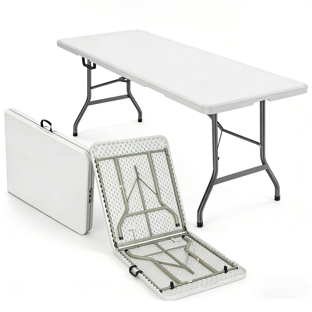 6FT White HDPE Folding Table with Carry Handle X77238