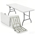 6FT White HDPE Folding Table with Carry Handle X77238