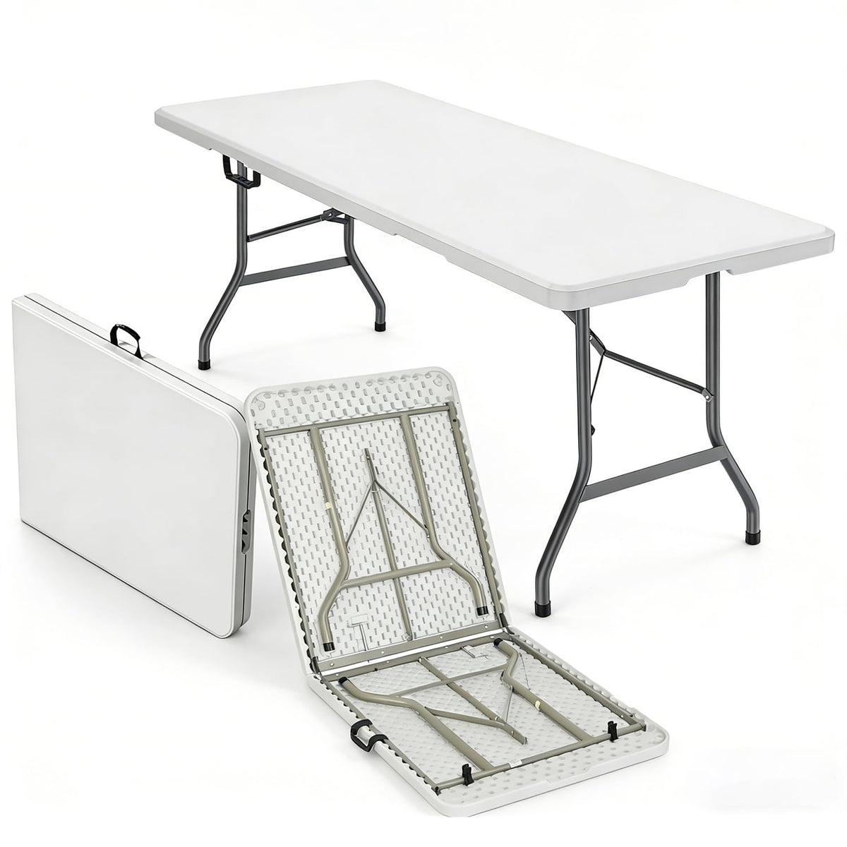 6FT White HDPE Folding Table with Carry Handle X77238