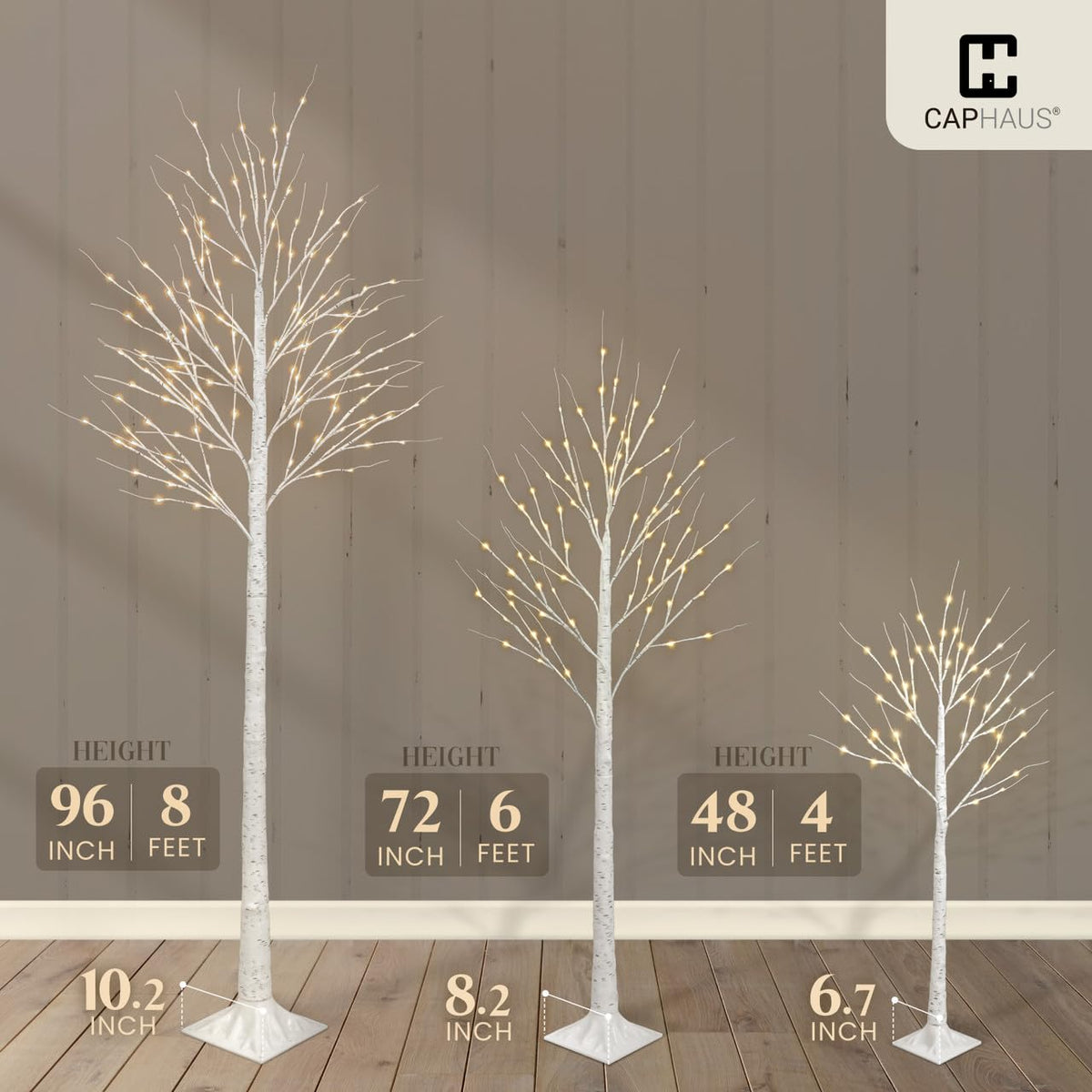 8 Ft White Pre-Lit Birch Tree with 132 Warm White LED R595