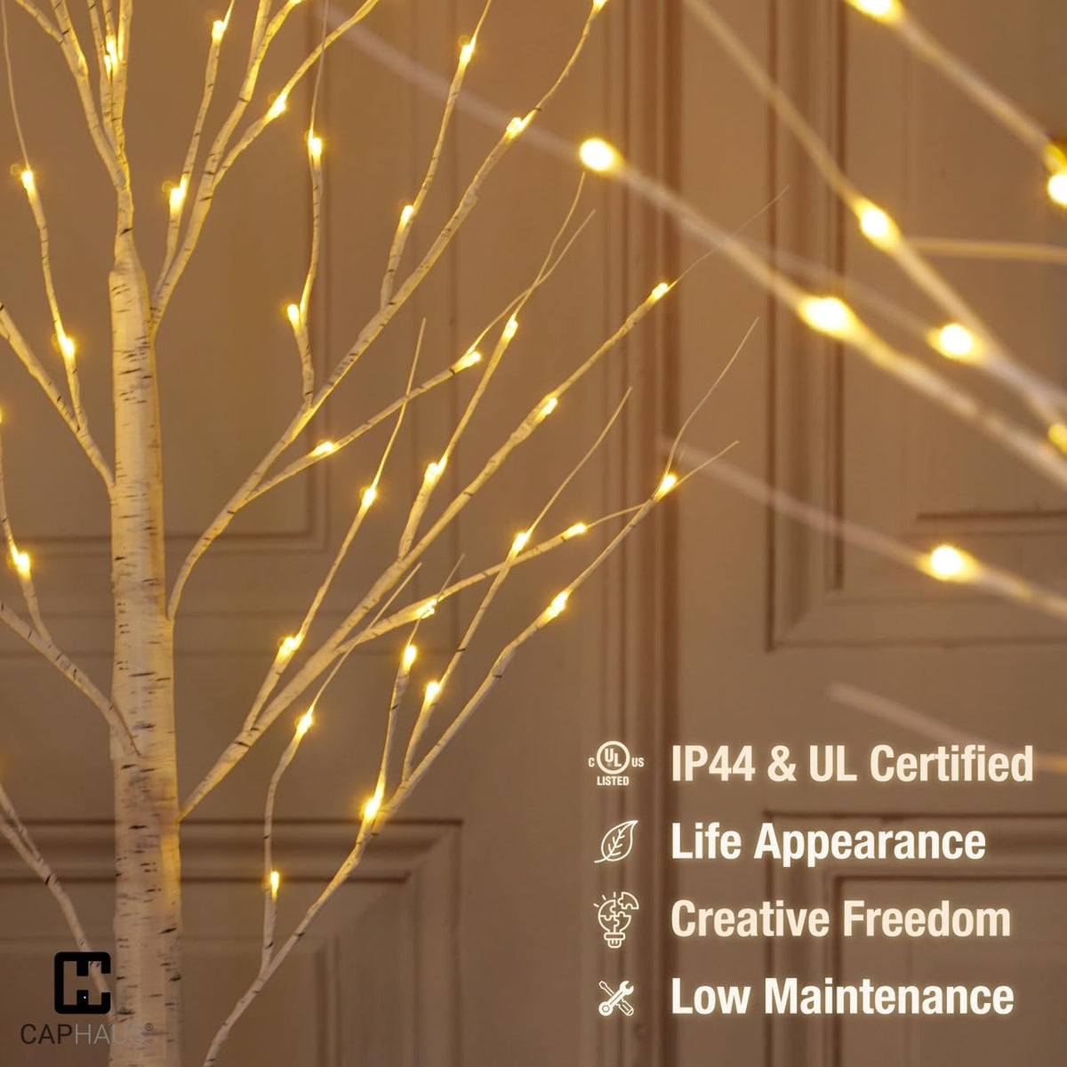 8 Ft White Pre-Lit Birch Tree with 132 Warm White LED R595