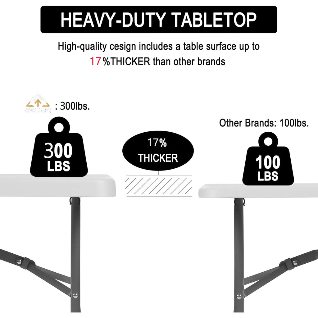 6FT White HDPE Folding Table with Carry Handle X77238