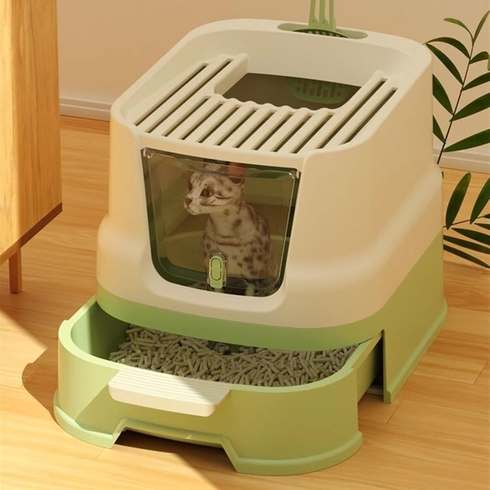 Enclosed Top-Entry Cat Litter Box with Scoop T93103