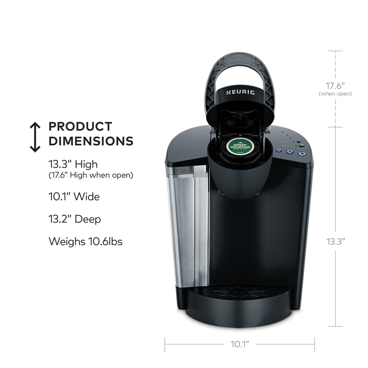 Single Serve K-Cup Pod Coffee Maker with 3 Brew Sizes, Black G292821