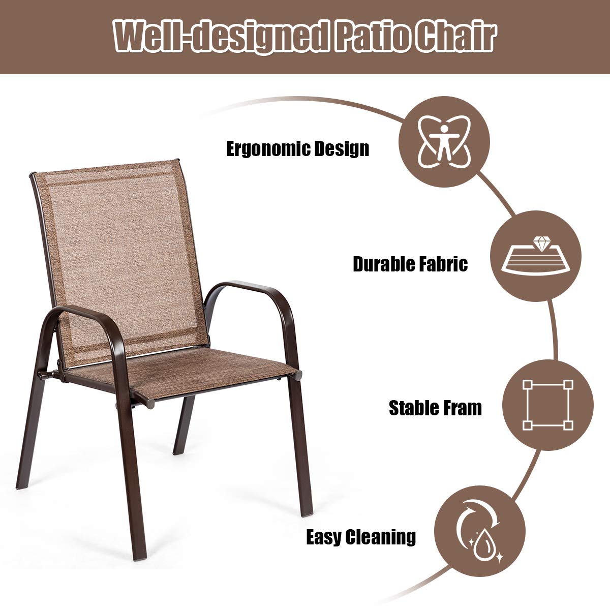 2 Piece Outdoor Patio Chairs with Breathable Fabric T61369