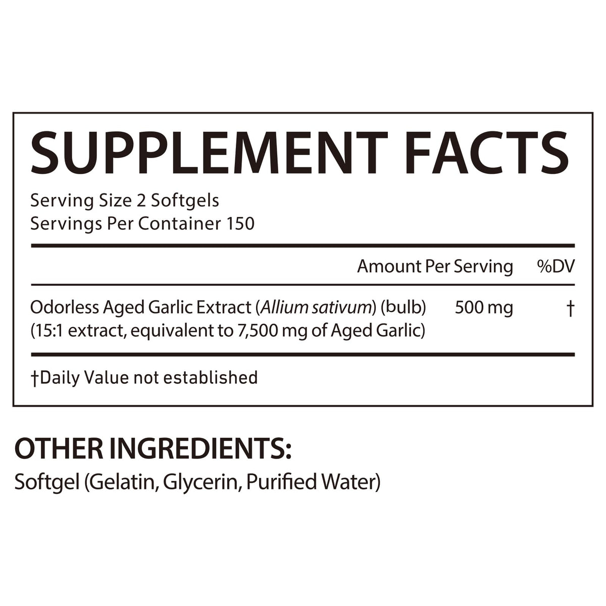 500mg Odorless Garlic Softgels A443