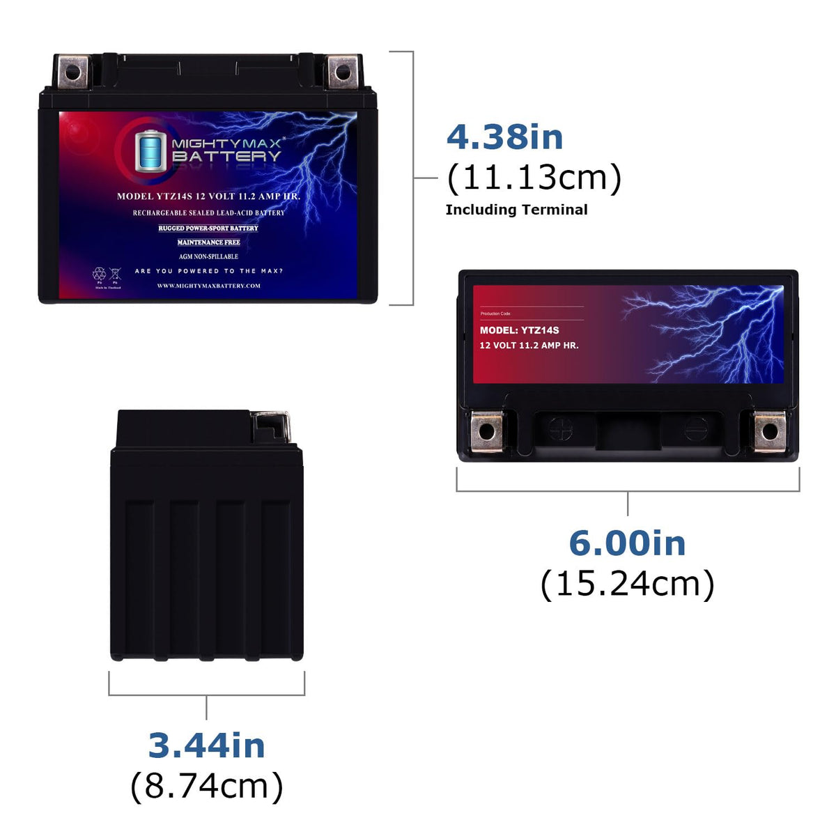 12 Volt 11.2 AH 230 CCA Rechargeable Maintenance Free SLA AGM Motorcycle Battery A934