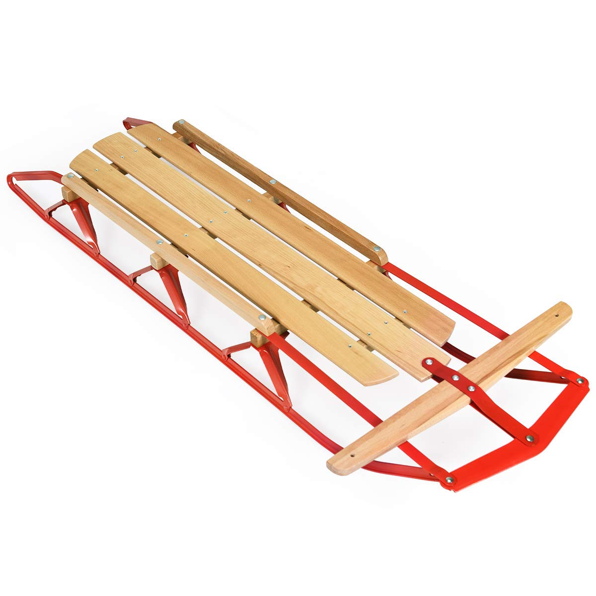 Wood Sled with Metal Runners and Steering Bar K308