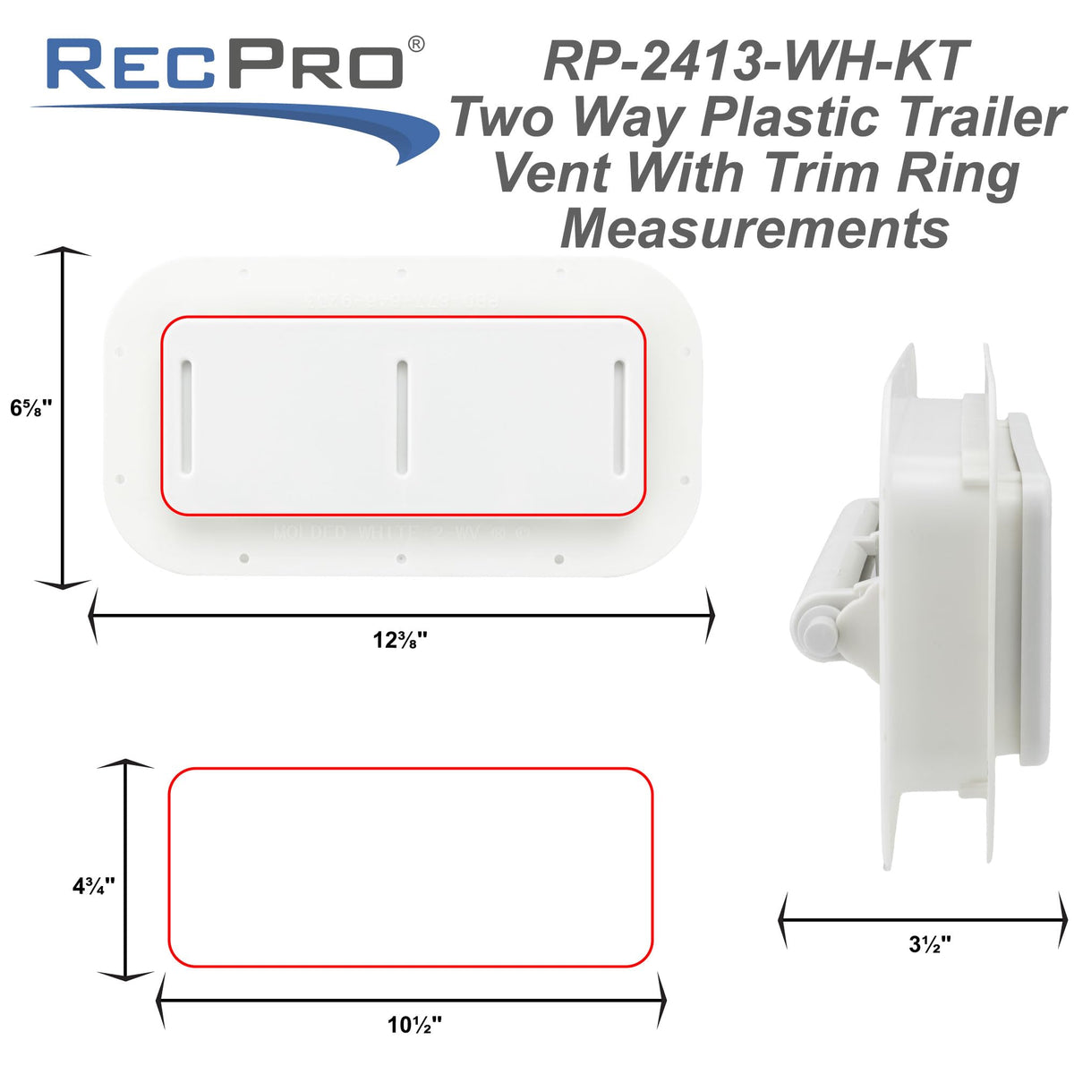 Two Way Plastic Vent with Trim Ring and Built-in Screen, 2 Pack, White U40102