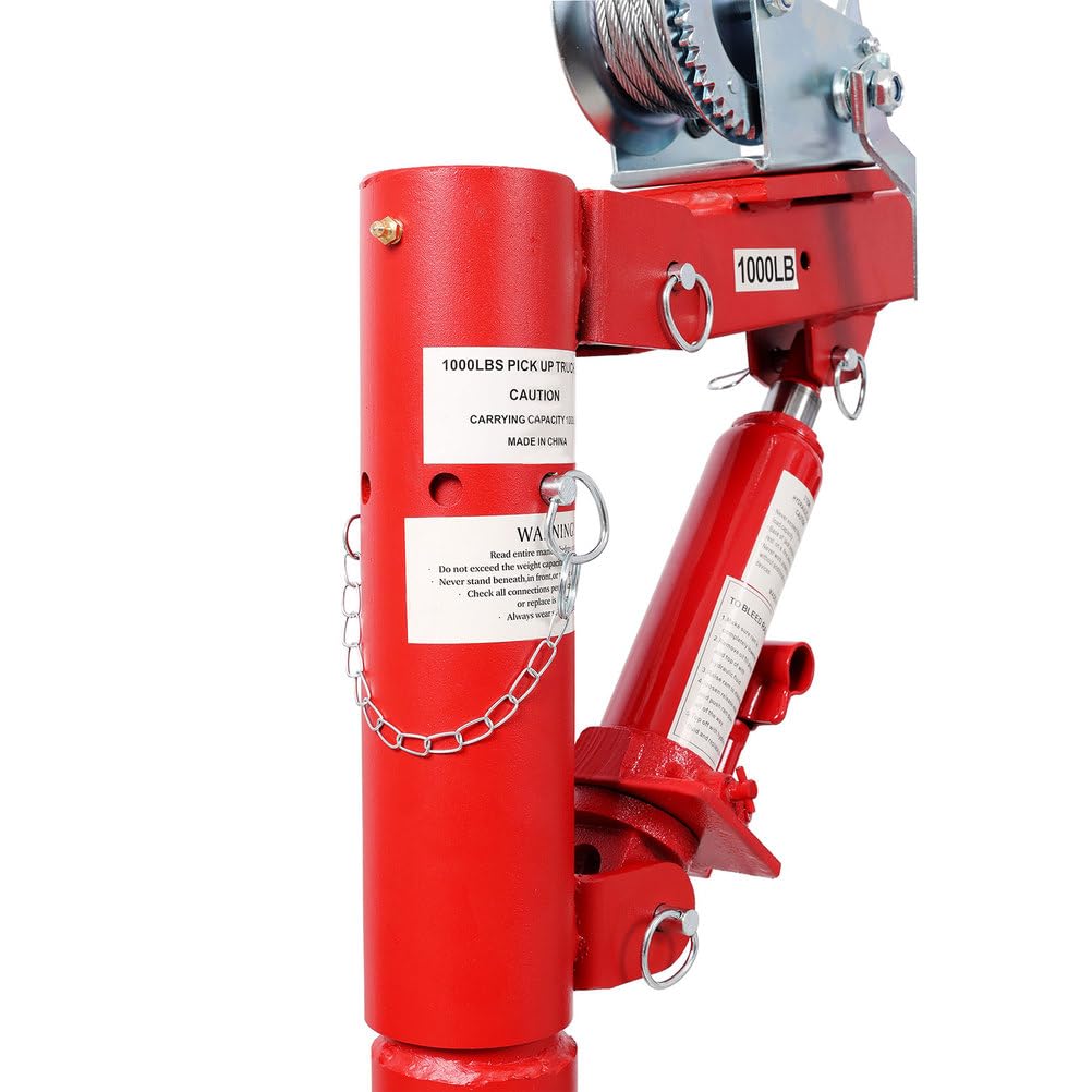 Pickup Truck Crane with Manual Winch, 1000 lb Capacity, Adjustable Boom, 360° Swivel Base, Heavy Duty Steel I237