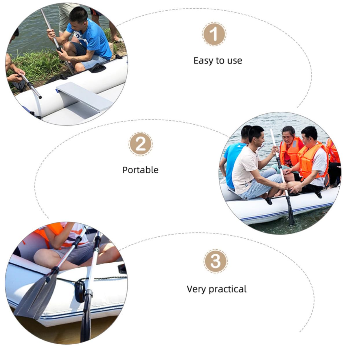 Boat Paddle Detachable Aluminum Alloy 2 Pairs R446426