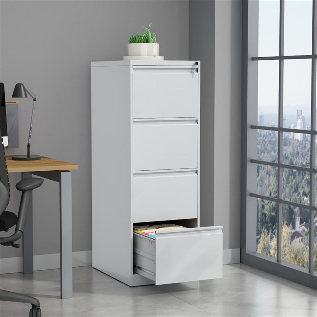 4 Drawer Vertical Metal File Cabinet with Lock I2247