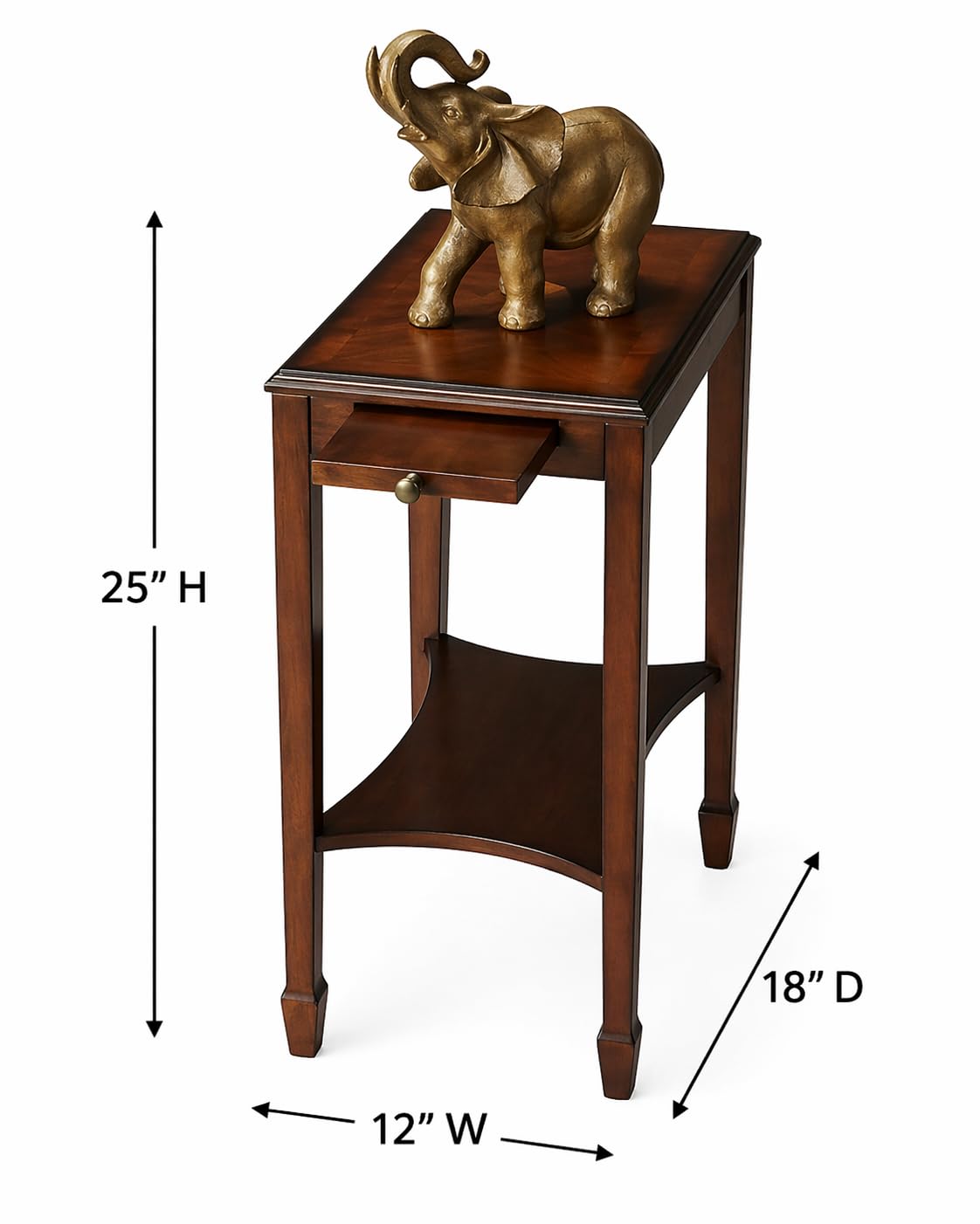 Traditional Rectangular Wood Side Table with Pull-Out Tray W748