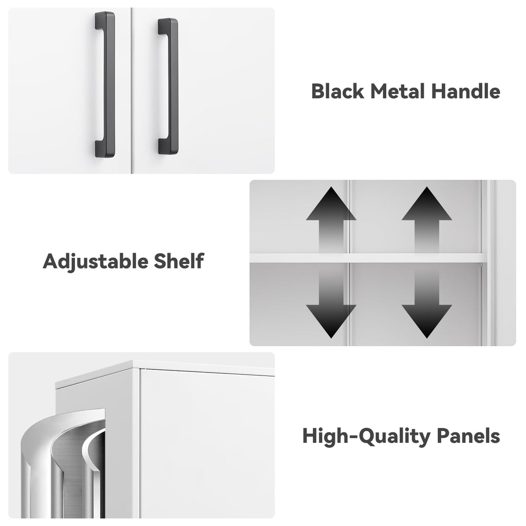 White Metal Wall Cabinet with Adjustable Shelf H5545