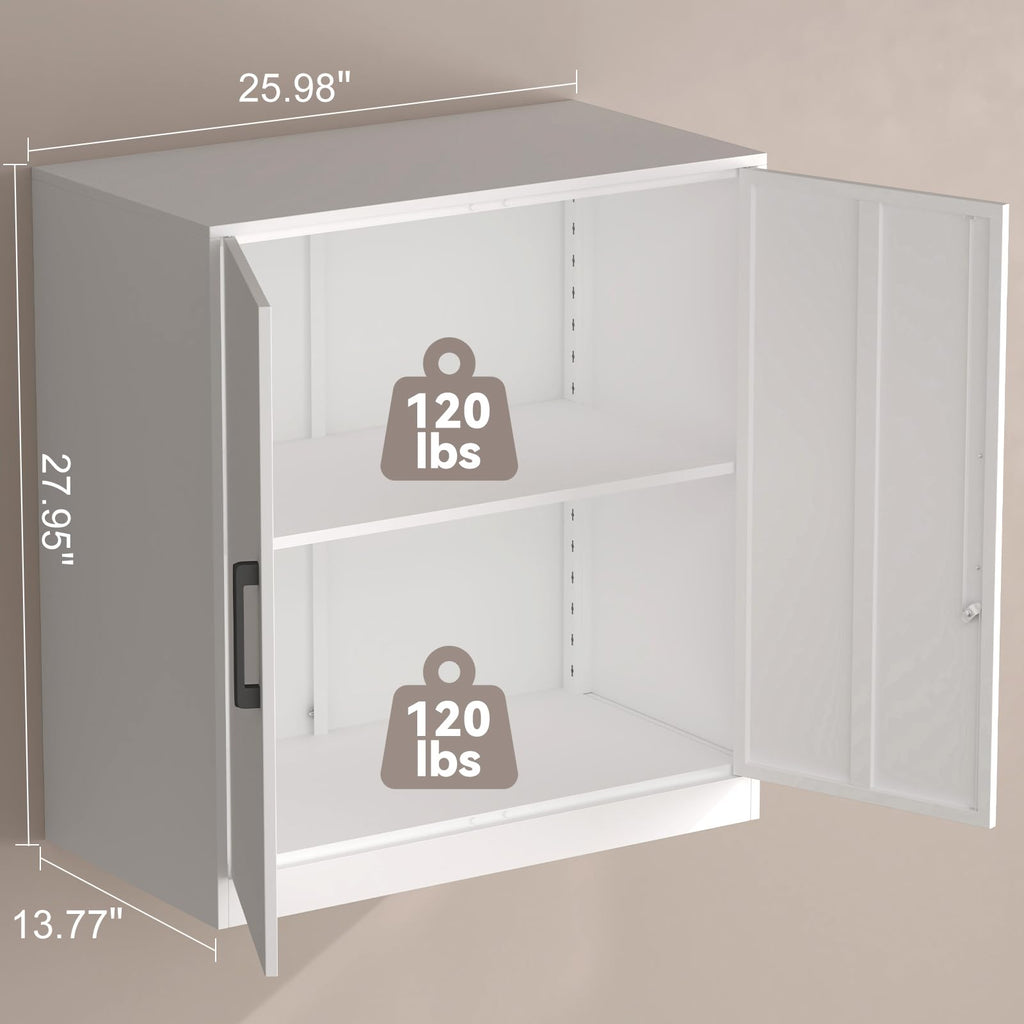 White Metal Wall Cabinet with Adjustable Shelf H5545