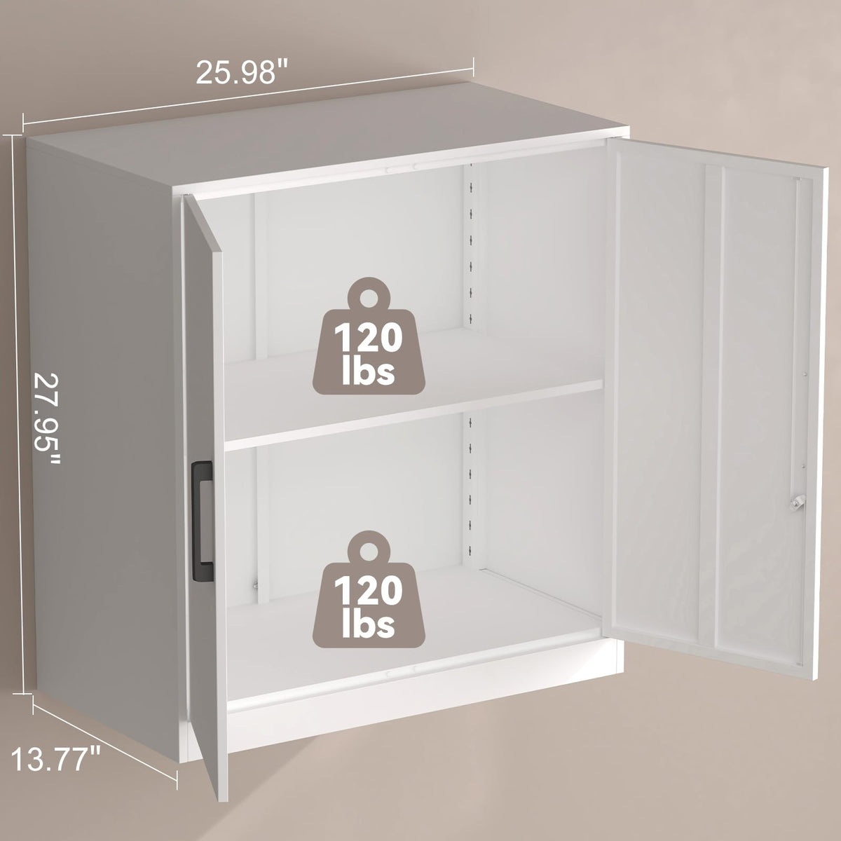White Metal Wall Cabinet with Adjustable Shelf H5545