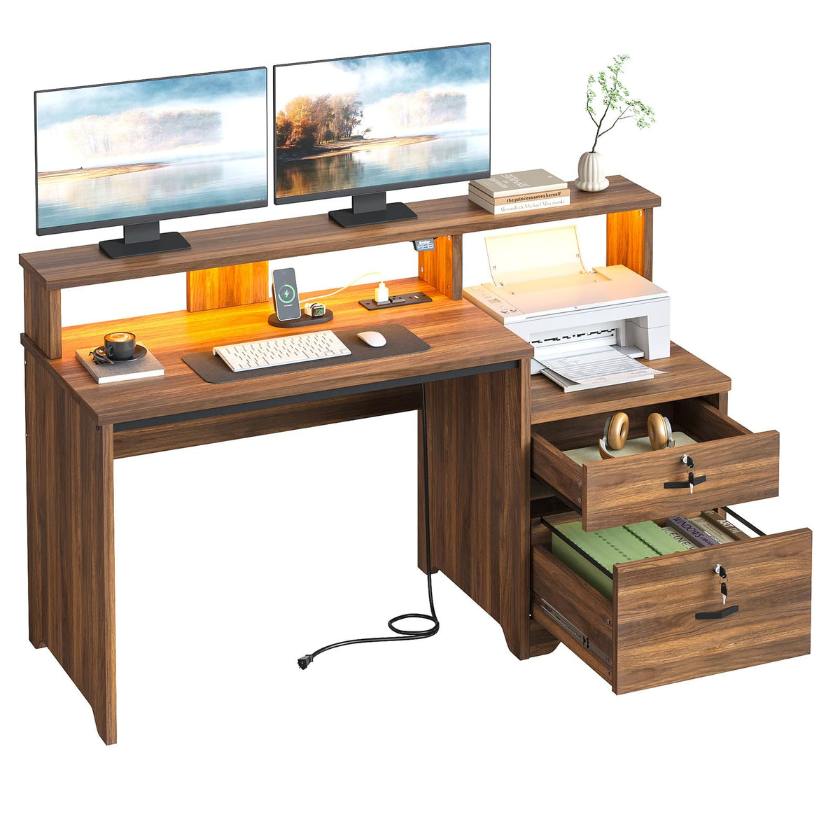 55-Inch Computer Desk with File Drawer P7364