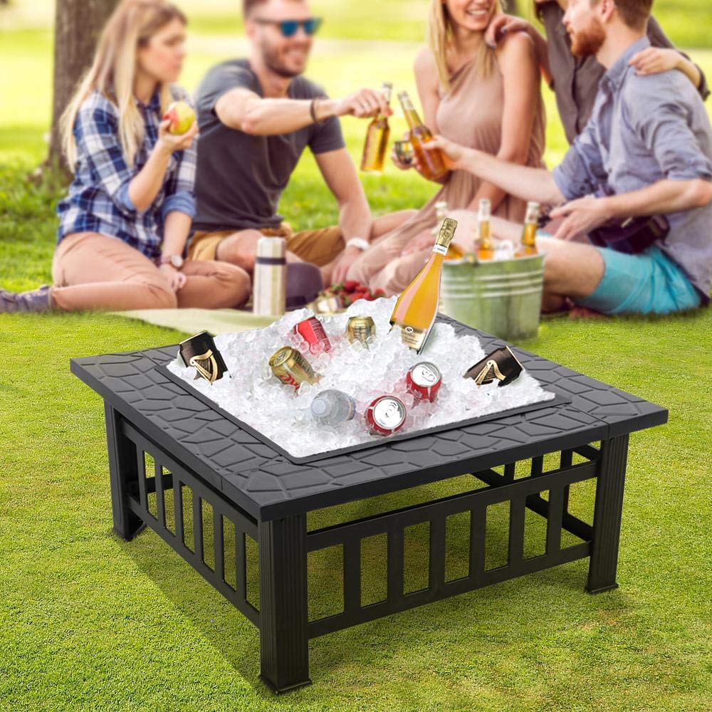 32in Square Metal Fire Pit Table N51647