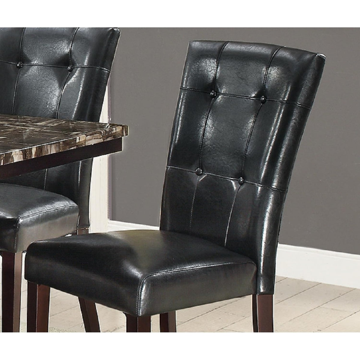 Black Faux Leather Dining Chairs Set of 2 Y2431