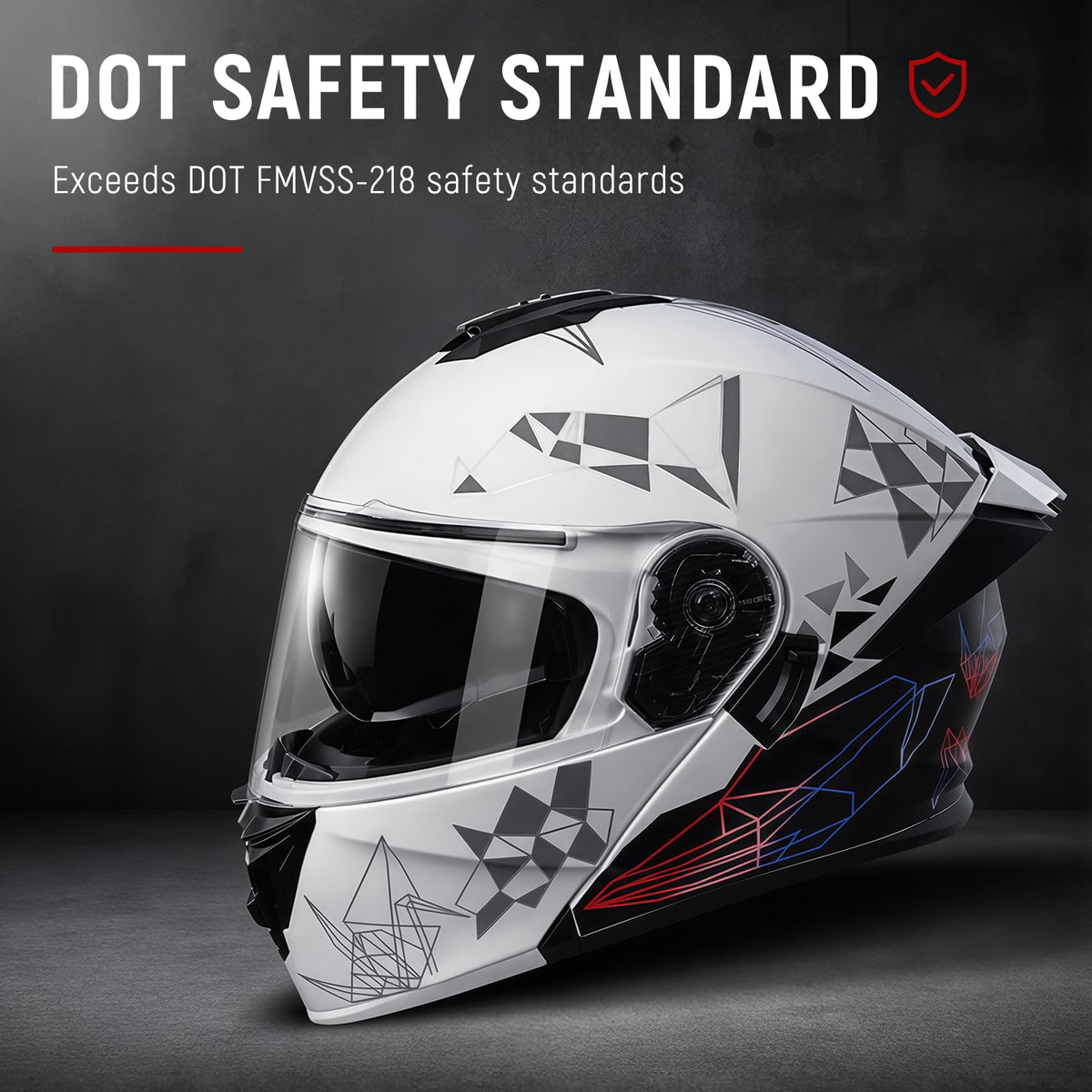 DOT Approved Flip Up Full Face Dual Visor Motorcycle Helmet I9410