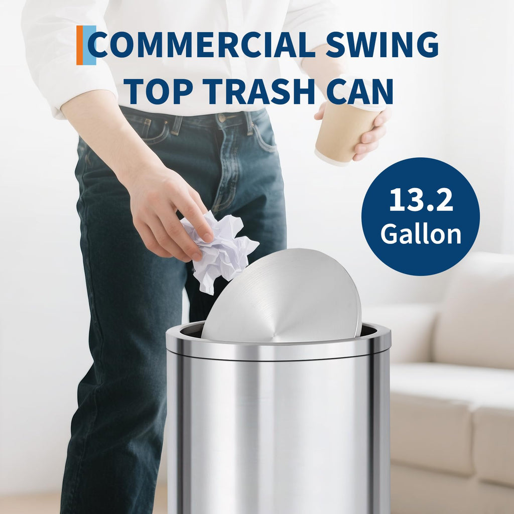 13.2 gal Stainless Steel Swing Top Trash Can Z577