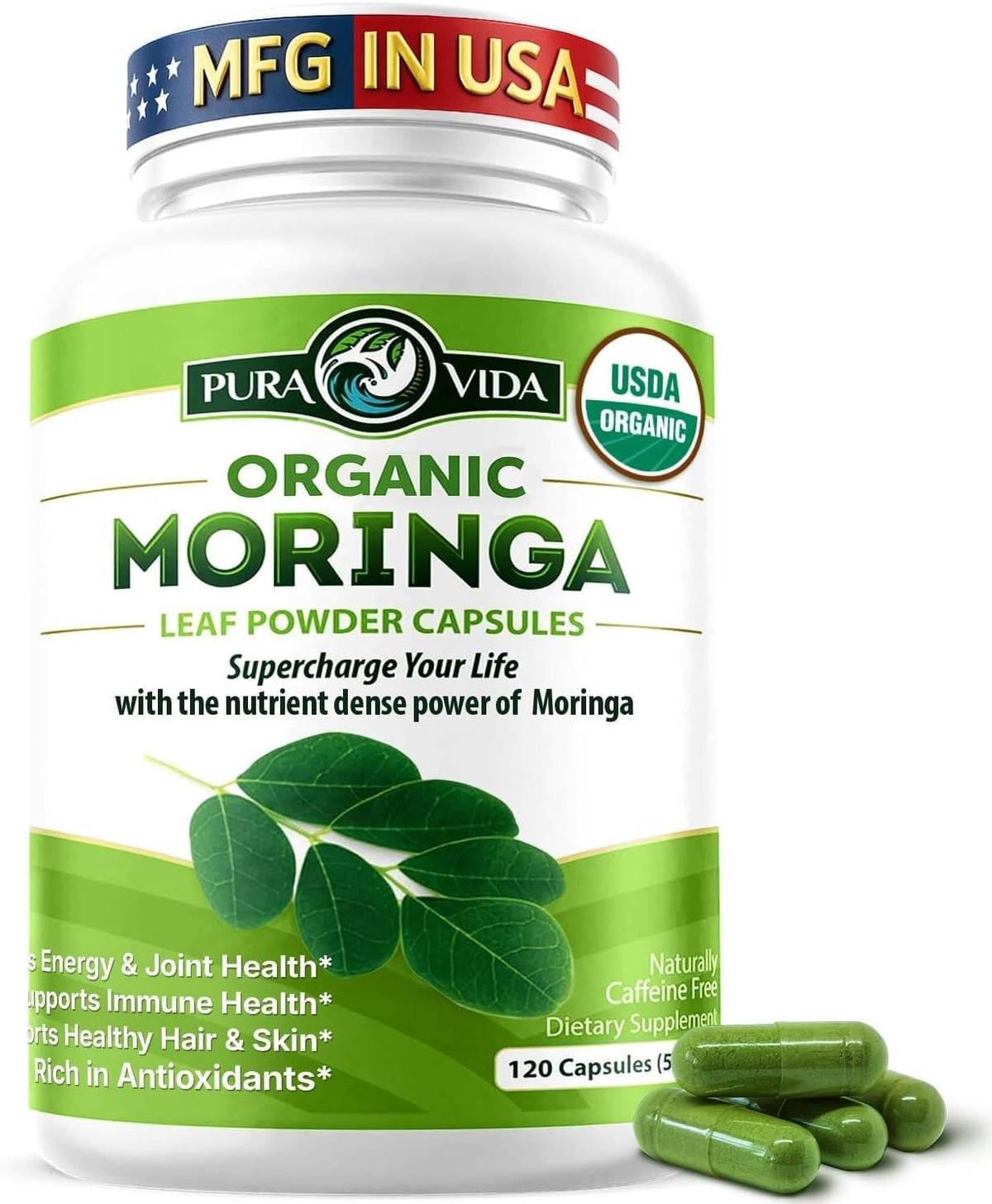 Organic Moringa Capsules 120ct 500mg G1390