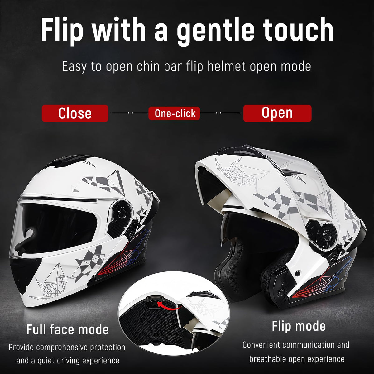 DOT Approved Flip Up Full Face Dual Visor Motorcycle Helmet I9410