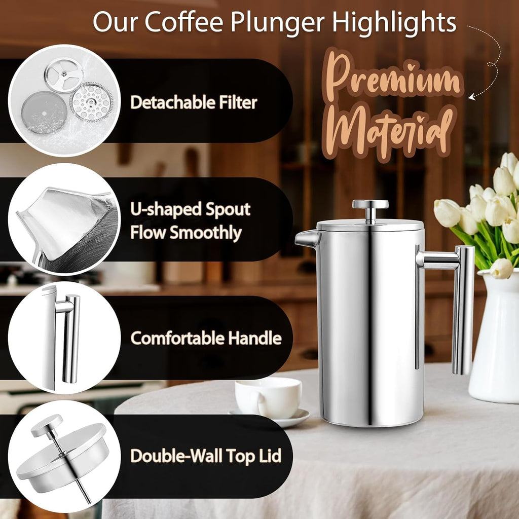 Small 12oz Stainless Steel Insulated French Press Y64947