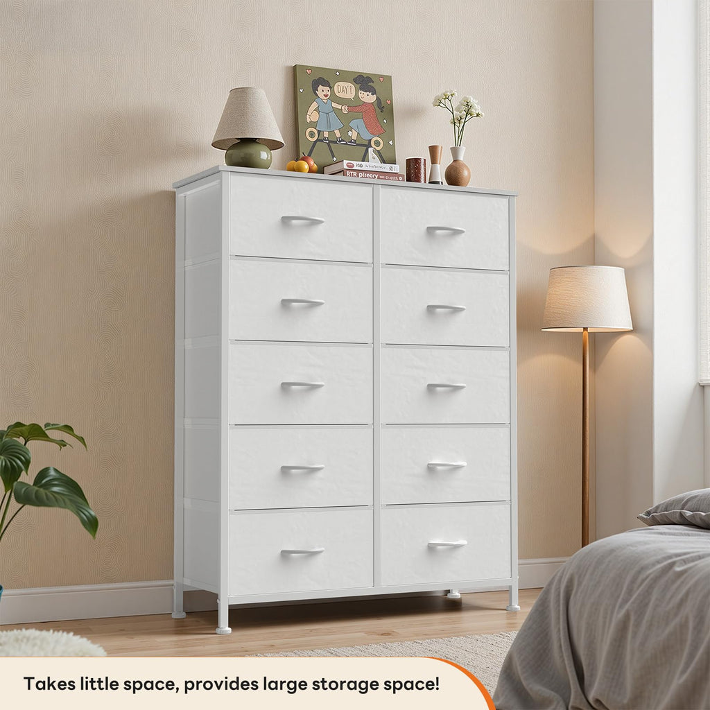 White 10 Drawer Tall Dresser F7114