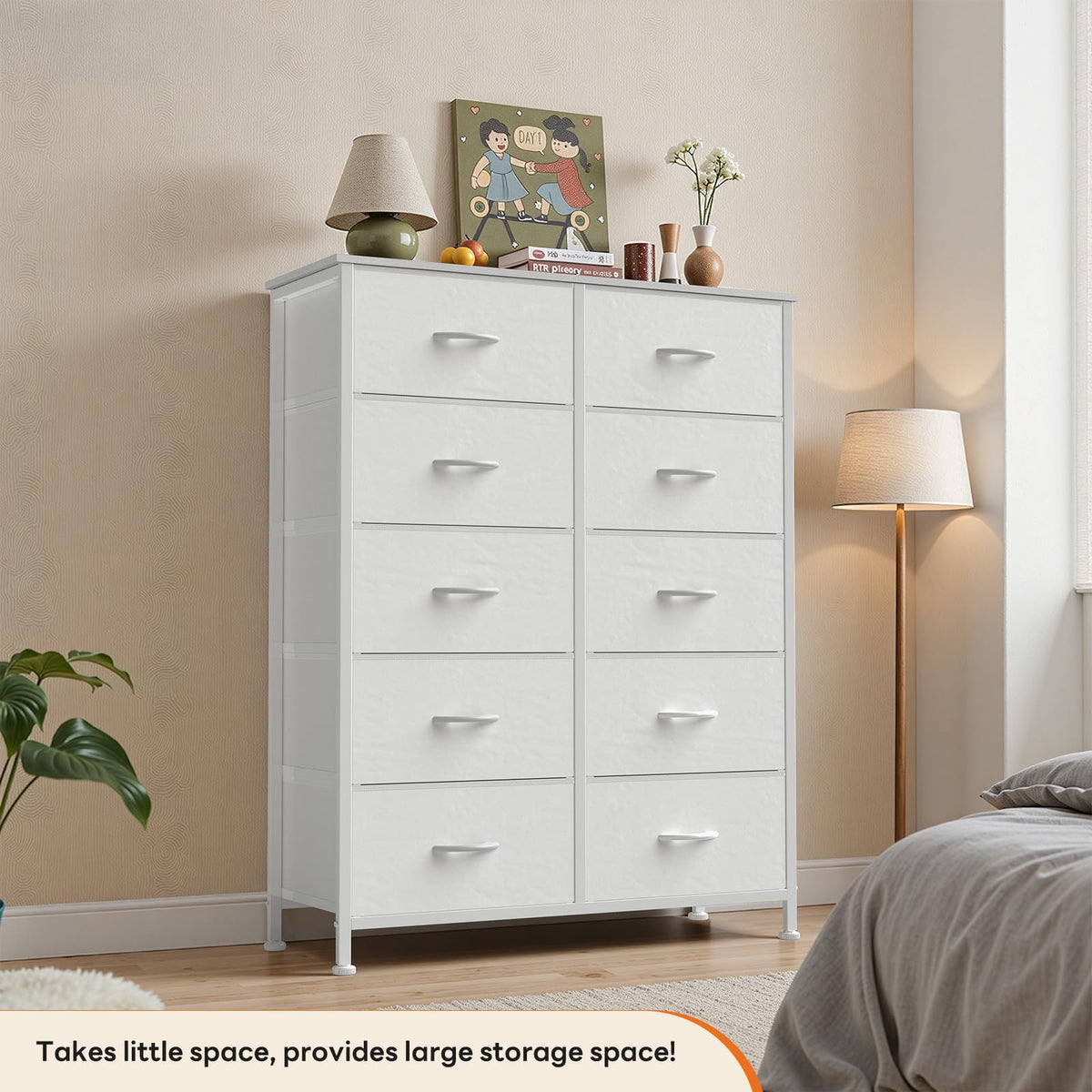 White 10 Drawer Tall Dresser F7114